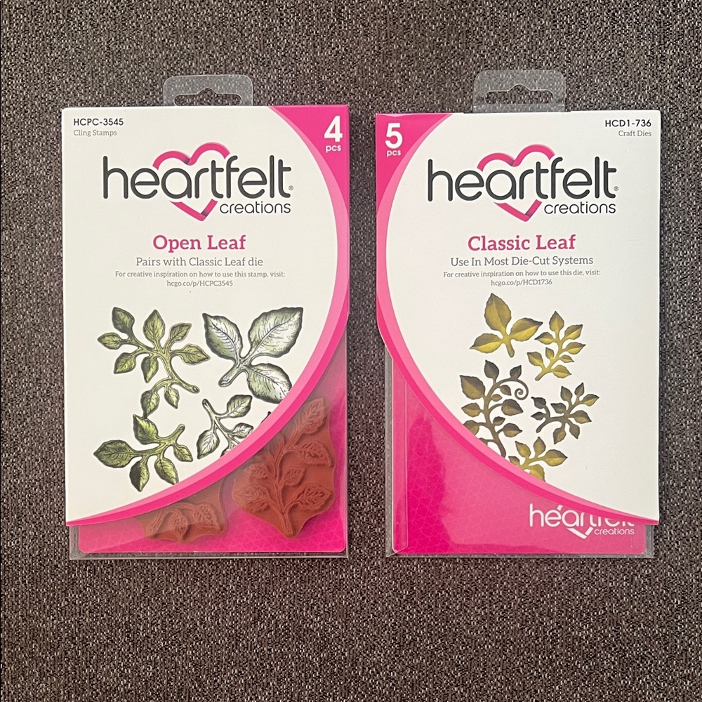 Heartfelt Creations Open Leaf Stamps & Classic Leaf Dies Matching Dies NWT
